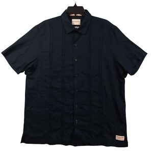 Scotch & Soda Shirt Mens Large Blue Solid Short Sleeve Button Up Linen